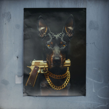 Gold Gun Doberman Poster Art