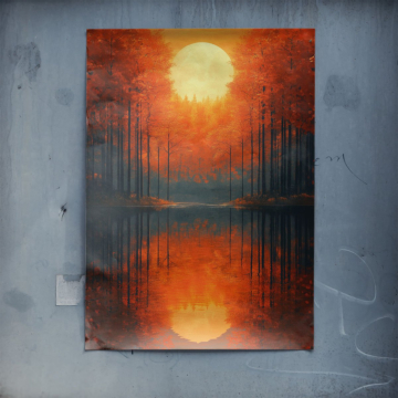 Herbst See Sonnenuntergang - Poster