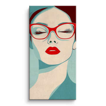 Retro Glasses Woman Illustration Canvas Art