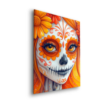 Calavera floral del Día de Muertos - cuadro Dibond mate