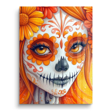 Floraler Schädel zum Día de Muertos - PVC-Bild glänzend