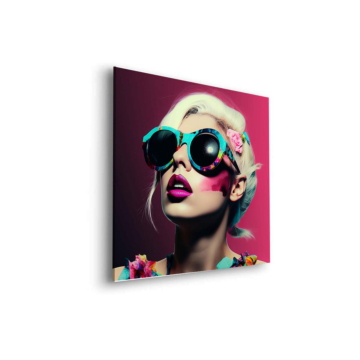 Pop Glamour Sunglasses Portrait Dibond Matt Art