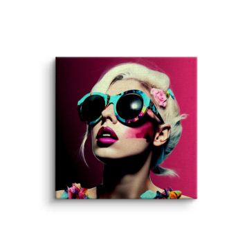 Pop Glamour Sunglasses Portrait Canvas Art