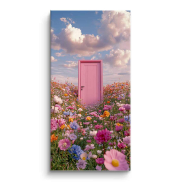 Rose porte fleur champ - tableau PVC mat