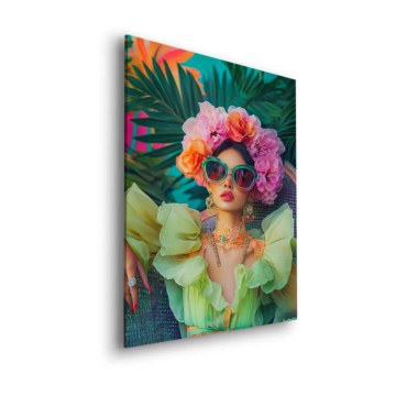 Tropical Floral Fashion Woman Dibond Matt Art