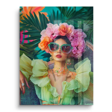 Tropical Floral Fashion Woman PVC Gloss Art