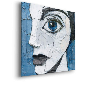 Retrato cubista de rostro azul - cuadro en vidrio acrílico