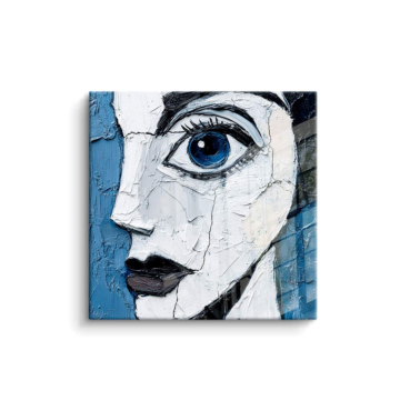Blue Cubist Face Portrait PVC Gloss Art