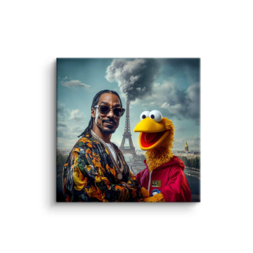 Dúo inspirado en Snoop Dogg y un Muppet - cuadro PVC mate