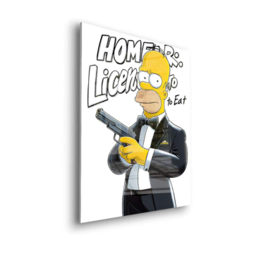 Homer al estilo Bond inspirado en Simpsons - cuadro en vidrio acrílico
