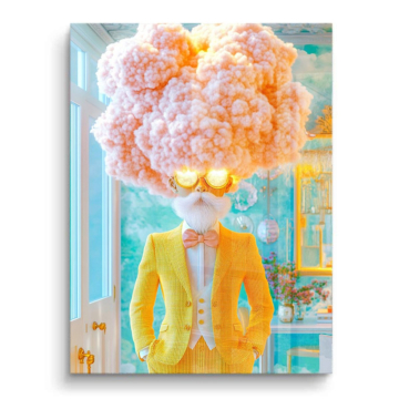 Nube cabeza amarillo traje - cuadro PVC brillante