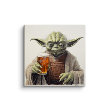 Portret z whiskey inspirowany Yodą - obraz na matowym PVC