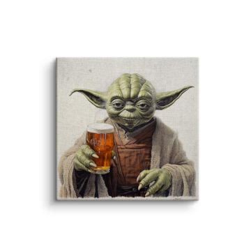 Retrato con whisky inspirado en Yoda - cuadro en lienzo