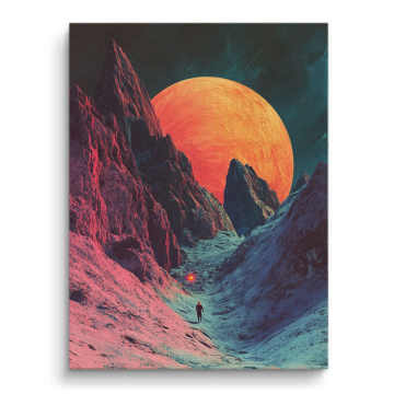 Alien-Mond über Berglandschaft - Leinwandbild