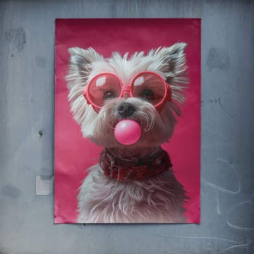 Guma balonowa biały Terrier - plakat