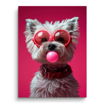 Guma balonowa biały Terrier - obraz na matowym PVC