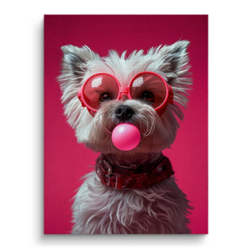 Bubblegum White Terrier Canvas Art