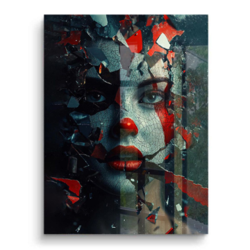 Rostro de payaso agrietado - cuadro PVC brillante