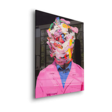 Retrato fragmentado rosa traje - cuadro en vidrio acrílico