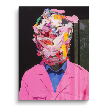 Retrato fragmentado rosa traje - cuadro PVC brillante