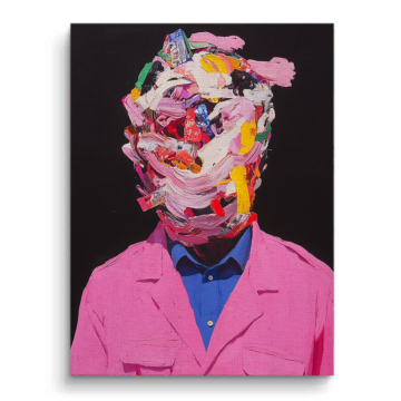 Fragmented Pink Suit Portrait Canvas Art