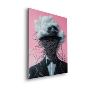 Gentleman mit Wolkenkopf - Dibond-Bild matt