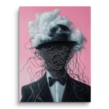 Gentleman mit Wolkenkopf - PVC-Bild matt