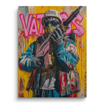 Maskierter urbaner Krieger - PVC-Bild matt
