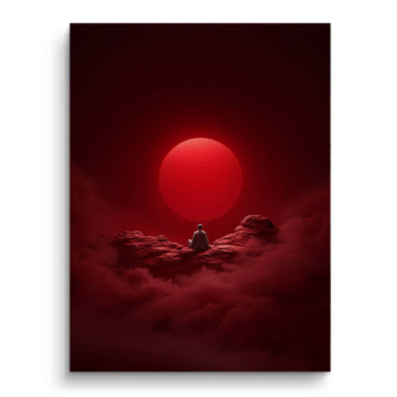 Rote Eklipse über Landschaft - Leinwandbild
