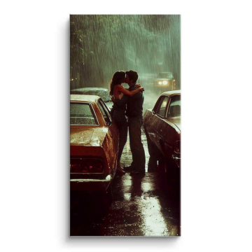 Pluvieux rue romance - tableau PVC mat