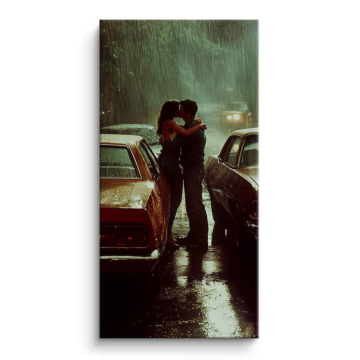 Rainy Street Romance Canvas Art