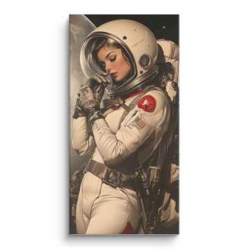 Kobieta astronautka w stylu retro - obraz na matowym PVC
