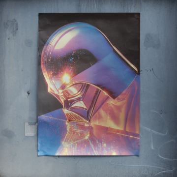 Daft Punk Inspired Chrome Helmet Poster Art