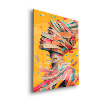 Rostro abstracto con libro - cuadro en vidrio acrílico