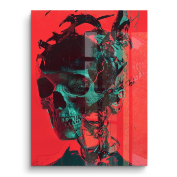 Néon rouge crâne - tableau PVC brillant