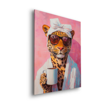 Leopardo Bathrobe Coffee - cuadro Dibond mate