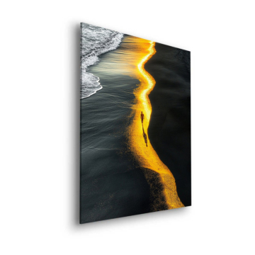 Rivage doré au sable noir - tableau Dibond mat