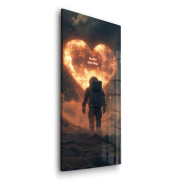 Astronaut Heart Moon Acrylic Glass Art