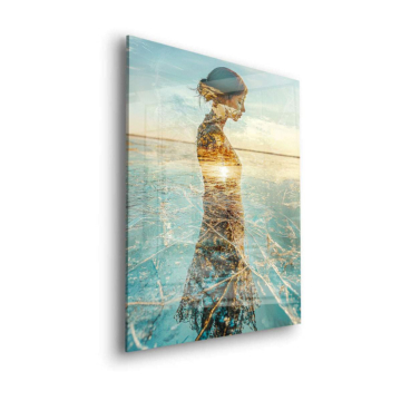 Océano reflejo mujer - cuadro en vidrio acrílico
