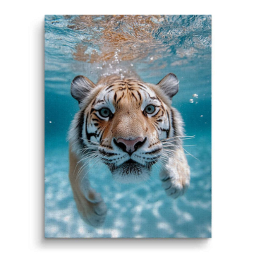 Schwimmender weißer Tiger - Leinwandbild