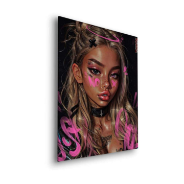 Graffiti Glam Woman Portrait Dibond Matt Art