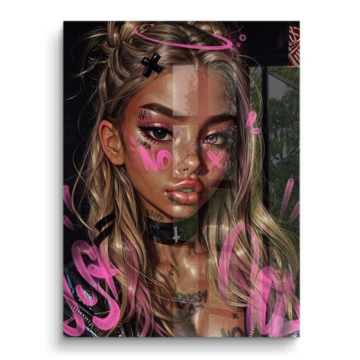 Graffiti Glam Woman Portrait PVC Gloss Art