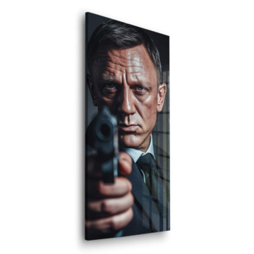 Retrato con pistola inspirado en James Bond - cuadro en vidrio acrílico