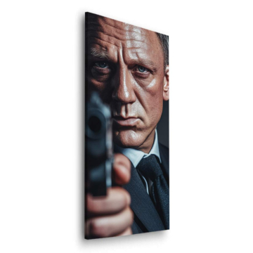 Retrato con pistola inspirado en James Bond - cuadro Dibond mate