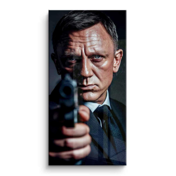 Retrato con pistola inspirado en James Bond - cuadro PVC brillante