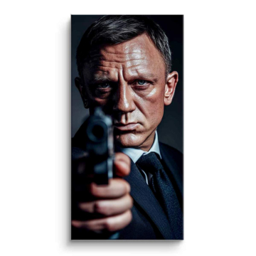 Portrait au pistolet inspiré de James Bond - tableau PVC mat