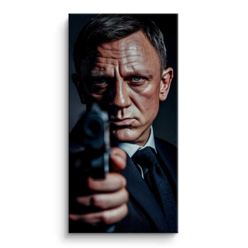 Retrato con pistola inspirado en James Bond - cuadro en lienzo