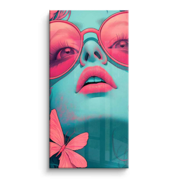 Pink Sunglasses Pop Portrait PVC Gloss Art