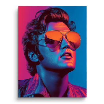 Portret retro w neonowych okularach - obraz na matowym PVC