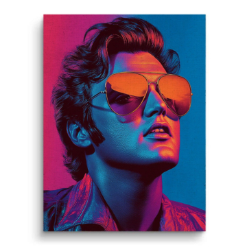 Portret retro w neonowych okularach - obraz na płótnie